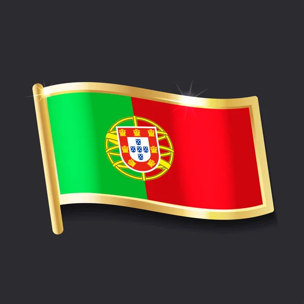 葡萄牙的旗子以徽章的形式 平的图象 — 图库矢量图片