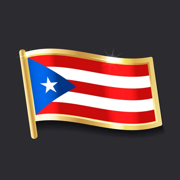 Bandeira Porto Rico Forma Crachá Imagem Plana — Vetor de Stock