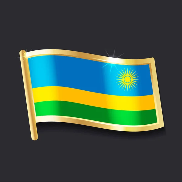 Vlag Van Rwanda Vorm Van Badge Vlakke Afbeelding — Stockvector