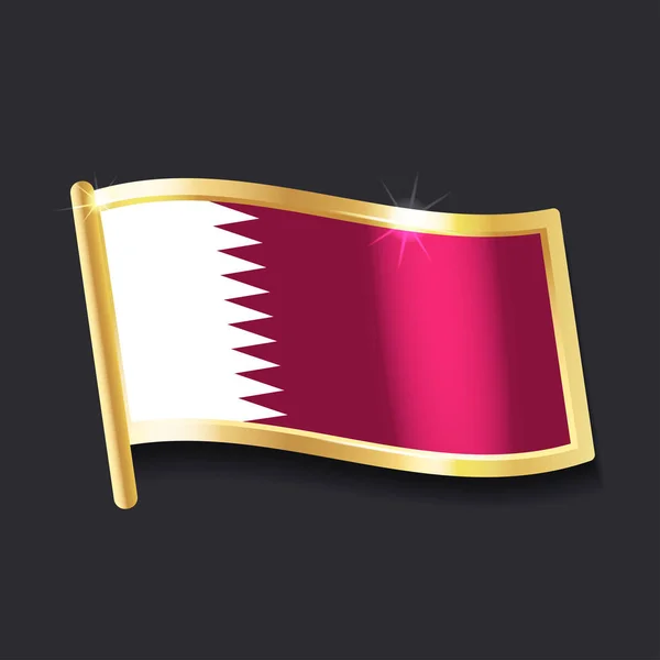 Bandeira Qatar Sob Forma Crachá Imagem Plana — Vetor de Stock
