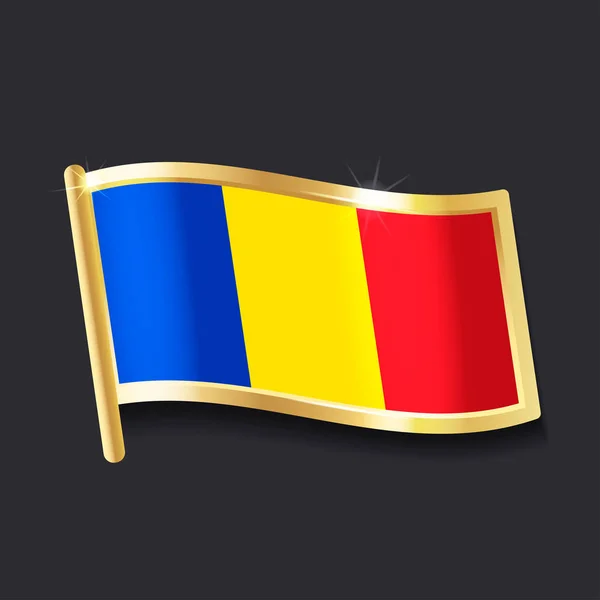 Rumäniens Form Badge Platt Avbildning Flagga — Stock vektor