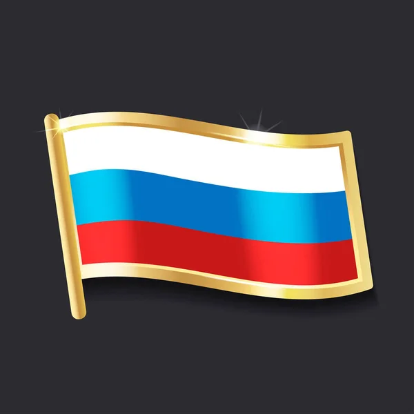Vlajka Ruska Podobě Odznak Plochý Obraz — Stockový vektor