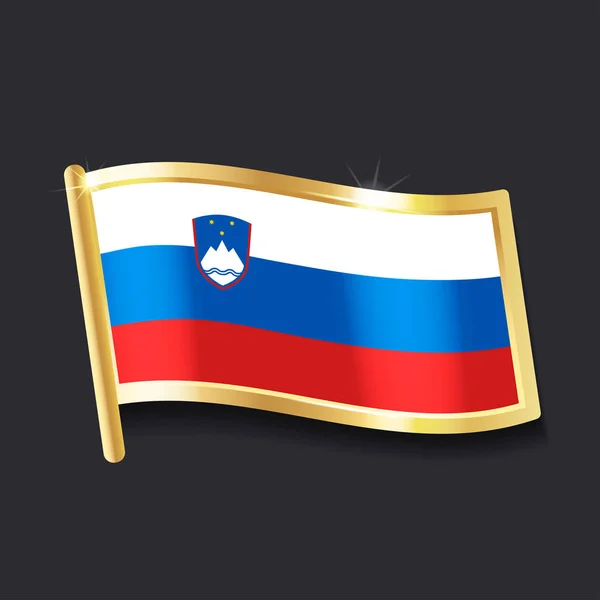 Vlajka Slovinska Podobě Odznak Plochý Obraz — Stockový vektor
