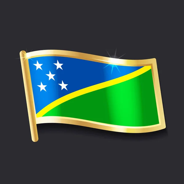 Bandeira Das Ilhas Salomão Sob Forma Crachá Imagem Plana — Vetor de Stock