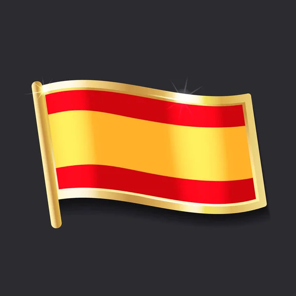 Bandera España Forma Insignia Imagen Plana — Vector de stock