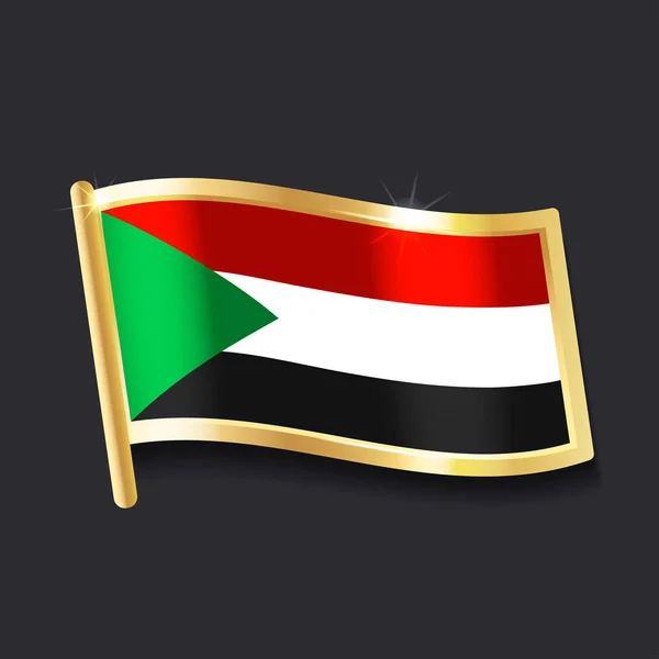 Bandeira Sudão Sob Forma Crachá Imagem Plana — Vetor de Stock