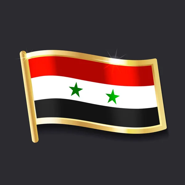 Bandeira Síria Sob Forma Crachá Imagem Plana — Vetor de Stock