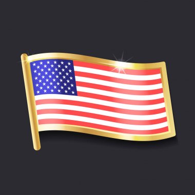 Karanlık bir arka plan üzerinde altın bir simge şeklinde Amerikan bayrağı