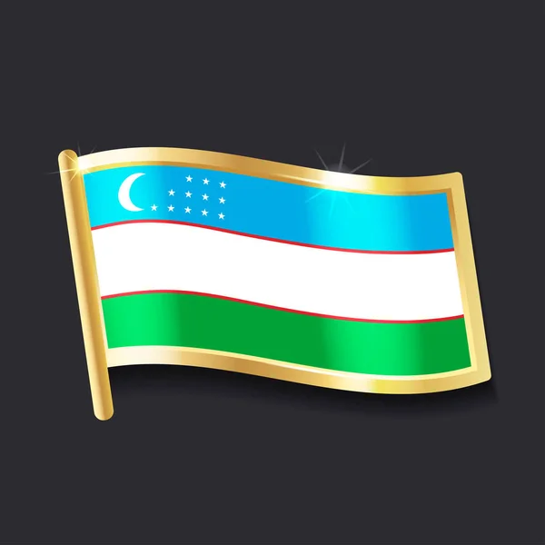 徽章形式的乌兹别克斯坦旗子 平的图象 — 图库矢量图片