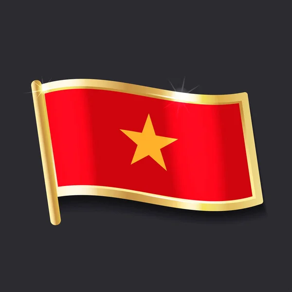 Flag Vietnam Form Badge Flat Image — Stock Vector