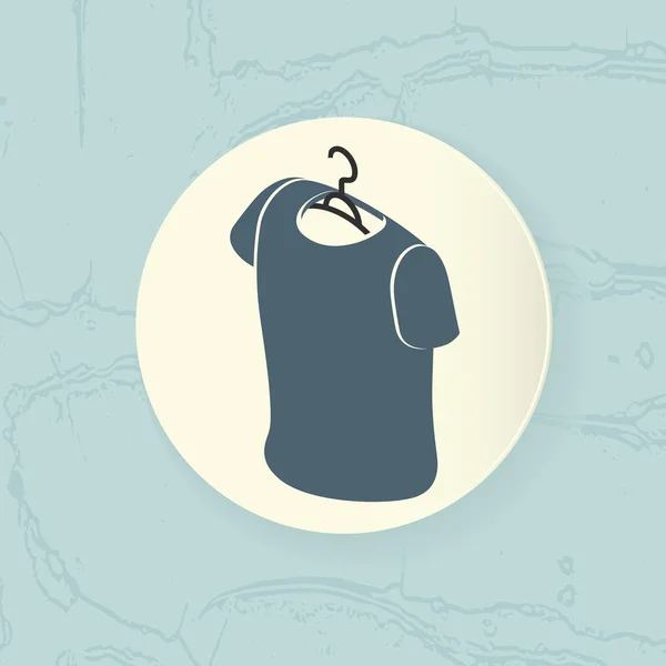 Icono Camiseta Colgando Una Percha Colocada Círculo Blanco Sobre Fondo — Vector de stock