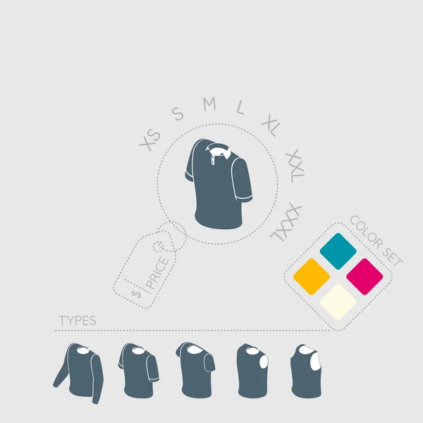 Infografías Sobre Prendas Vestir Camisetas Iconos Isométrico — Vector de stock