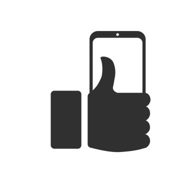yükseltilmiş bir parmak ve simgesi gibi bir akıllı telefon ile el