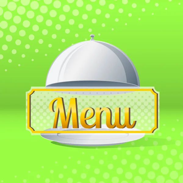 Empty Dish Menu Raised Lid Light Green Background — Stock Vector