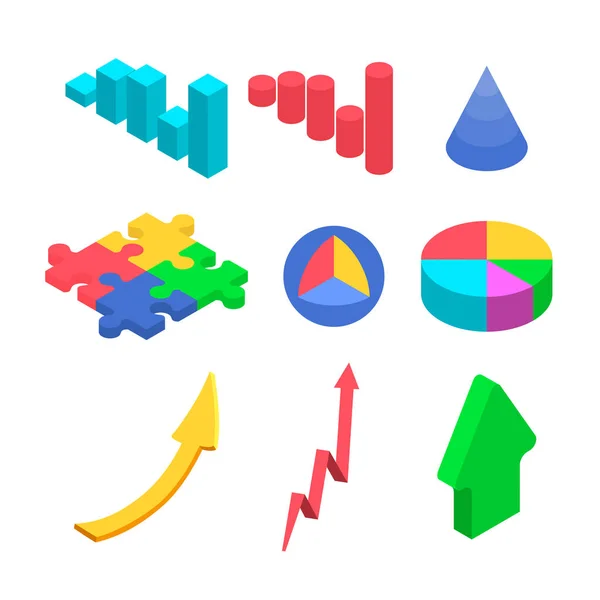 Gráficos Simples Flechas Imagen Isométrica — Archivo Imágenes Vectoriales