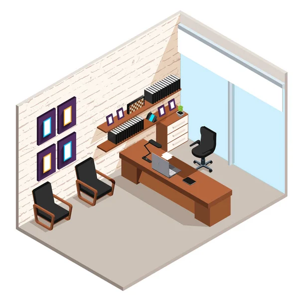 Boss Office Interior Office Space Large Desk — Stock Vector