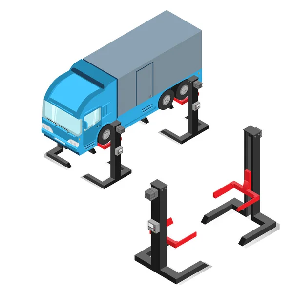 Elevador Del Coche Dispositivo Para Levantar Coche Taller Reparación Del — Archivo Imágenes Vectoriales