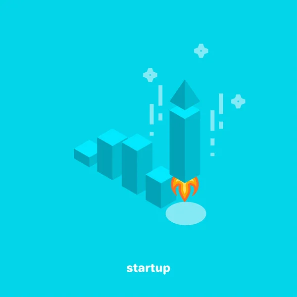 Gráfico Mostrando Dinâmica Crescimento Negócio Inicial Imagem Isométrica —  Vetores de Stock