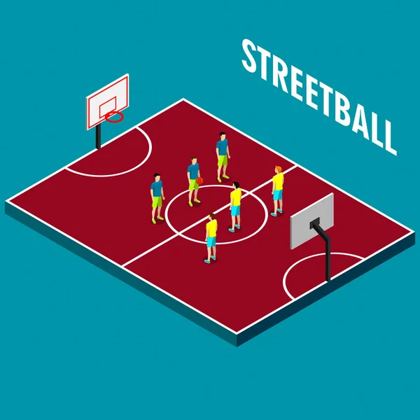 Udvar Játékok Streetball Játékosok — Stock Vector