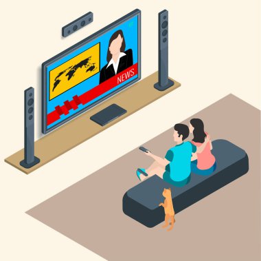 Bir kız ve bir adam yeni bir Tv ve bir kedi arkadan dikizlerken izlemek olan