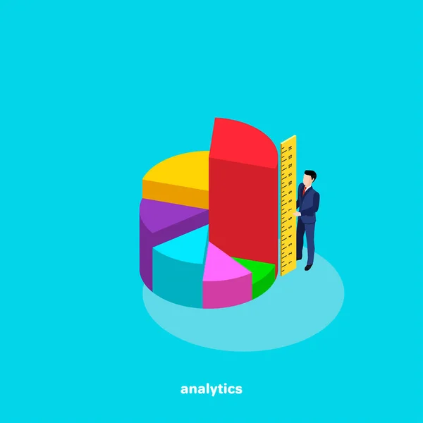 Muž Ekonomické Obleku Drží Pravítko Analytické Obchodní Plánování Růstový Graf — Stockový vektor