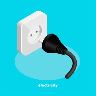 elektrik prizine ve fiş tel izometrik tarzı ile