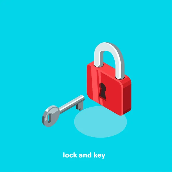 Κλειδαριά Και Κλειδί Ισομετρική Εικόνας — Διανυσματικό Αρχείο