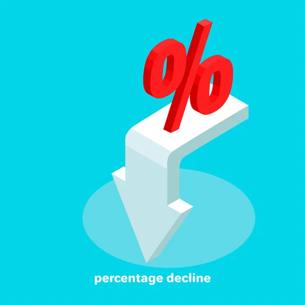 White Arrow Tending Percentage Icon Financial Growth Isometric Image — Stock Vector