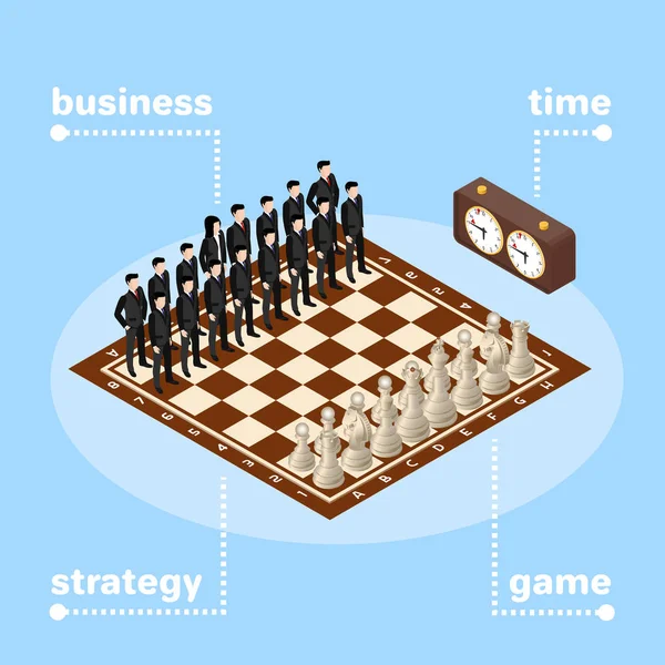 Business Team Chess Board Figures Business Strategy — Stock Vector