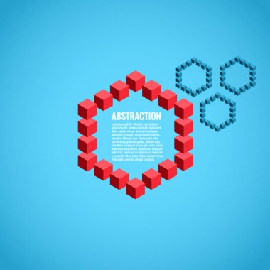 soyutlama Merkezi kırmızı küpler, izometrik görüntü ile küpleri