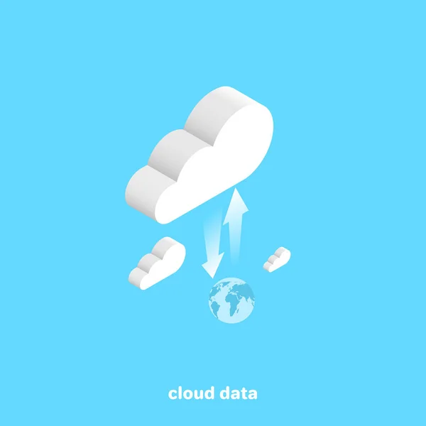 Data Exchange Cloud Technologies Isometric Image — Stock Vector