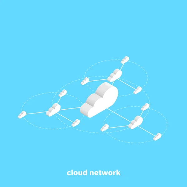 Network Clouds Blue Background Isometric Image — Stock Vector