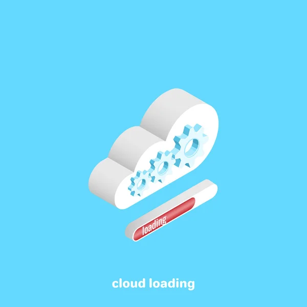 Caricamento Dati Tecnologie Cloud Immagine Isometrica — Vettoriale Stock