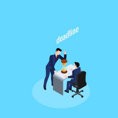 iş takım elbiseli bir adam onun alt son tarih, izometrik resim hakkında hatırlatıyor