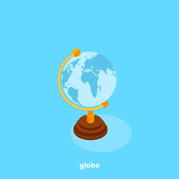 Globe Sur Fond Bleu Image Isométrique — Image vectorielle