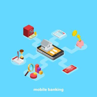mobil bankacılık ve gayrinakdi işlemler, izometrik görüntü