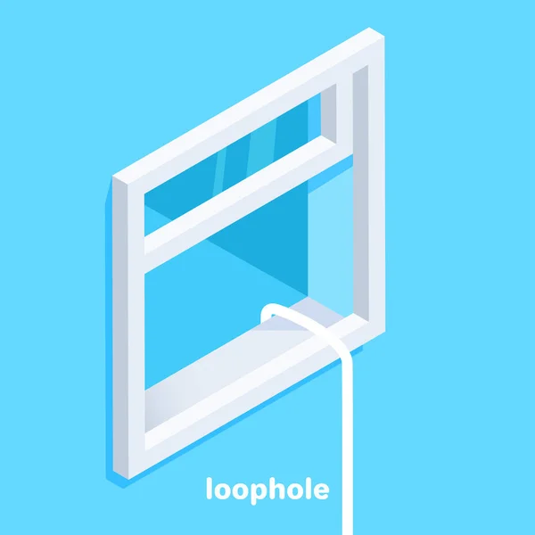 Isometrisches Vektorbild Auf Blauem Hintergrund Offenes Fenster Mit Weißem Rahmen — Stockvektor