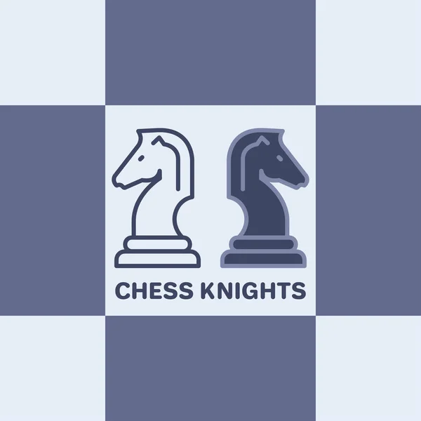 Plochý Vektorový Obraz Šachovém Pozadí Šachovém Turnaji Rytířských Figurek — Stockový vektor
