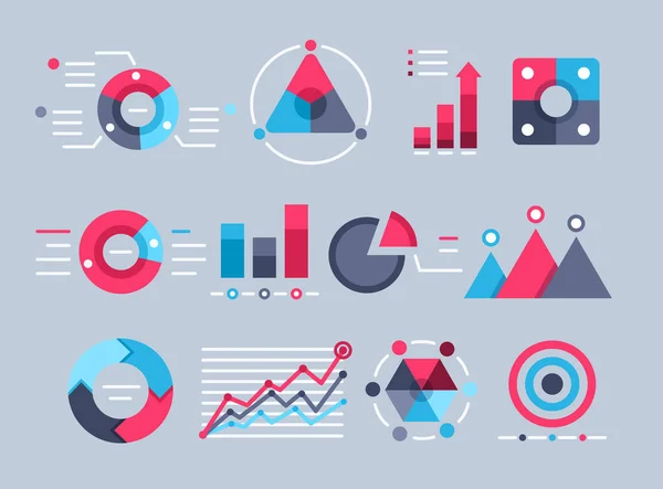 Lapos Vektorkép Szürke Alapon Üzleti Ikonok Grafikonok Diagramok Formájában Közgazdaságtan — Stock Vector