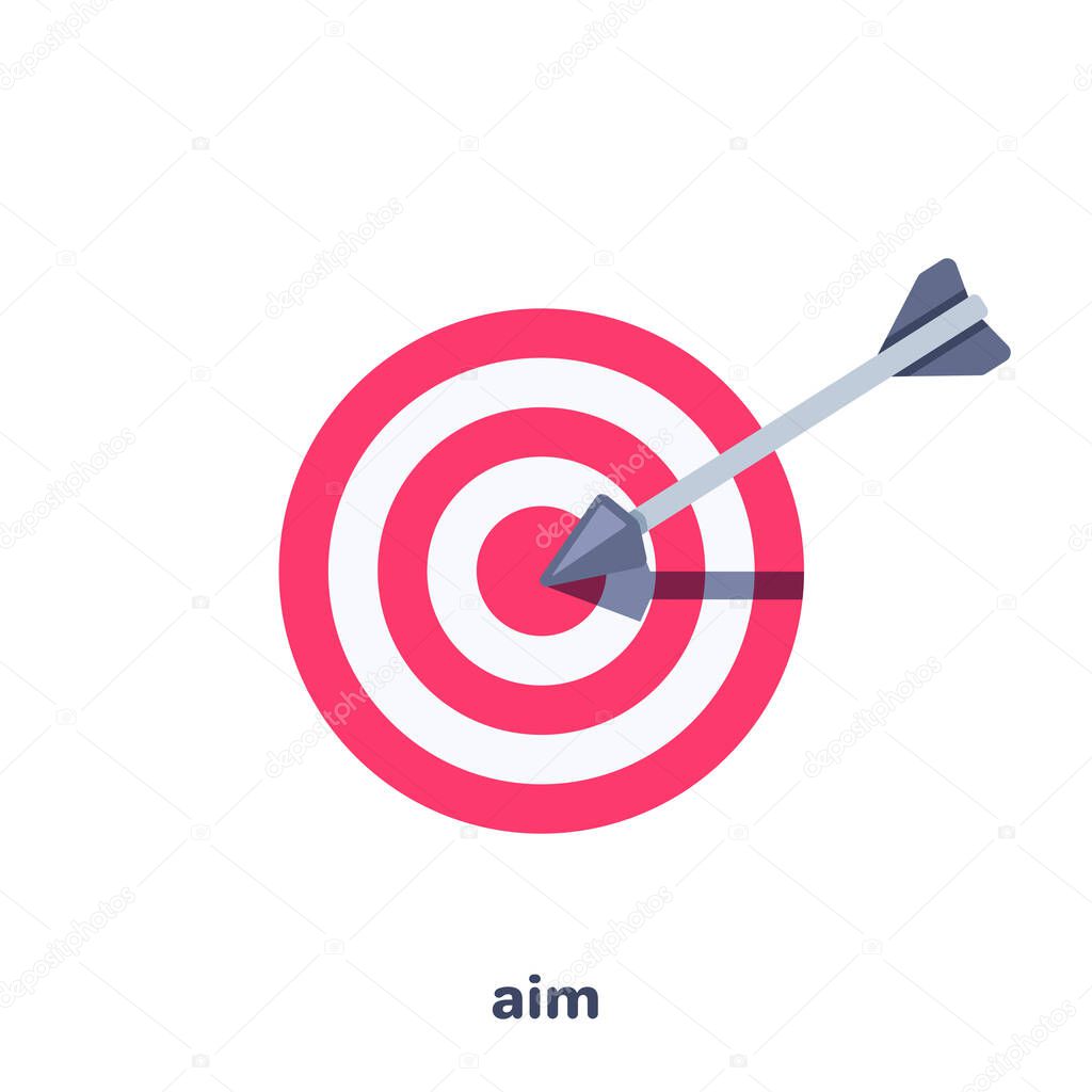 flat vector image on white background, target with arrow jutting out of it, business icon goal achievement