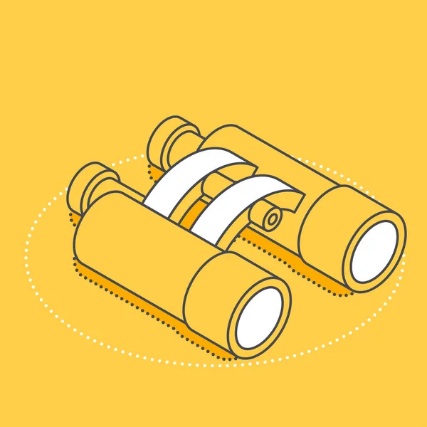 Ícono Vector Isométrico Sobre Fondo Amarillo Ícono Binoculares Investigación Búsqueda — Archivo Imágenes Vectoriales