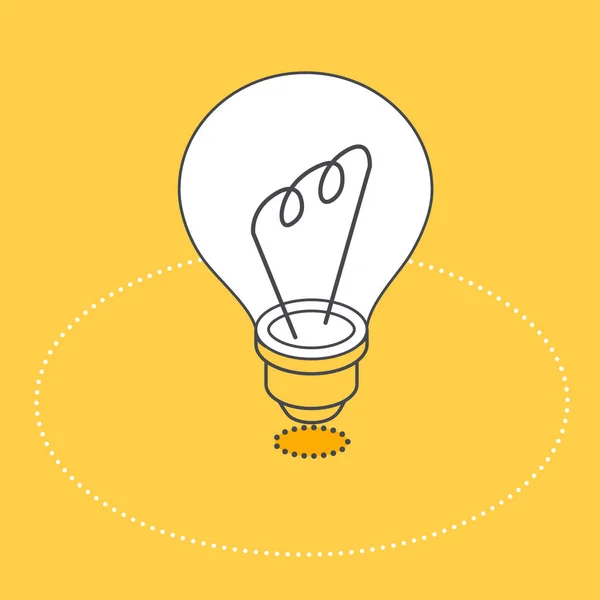Izometrický Vektorový Obraz Žlutém Pozadí Žárovka Jako Jednoduchá Ikona Myšlenka — Stockový vektor