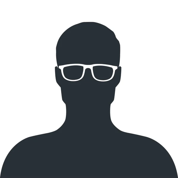Beyaz Arkaplanda Düz Vektör Resmi Gözlüklü Bir Adam Silueti Şeklinde — Stok Vektör