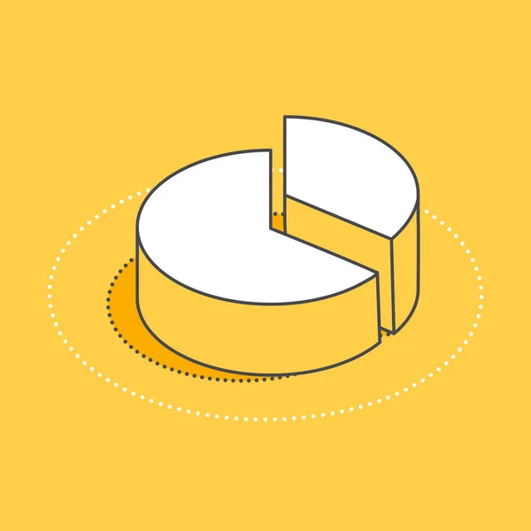 Pie Chart Divided Parts Isometric Vector Icon Yellow Background — Stock Vector