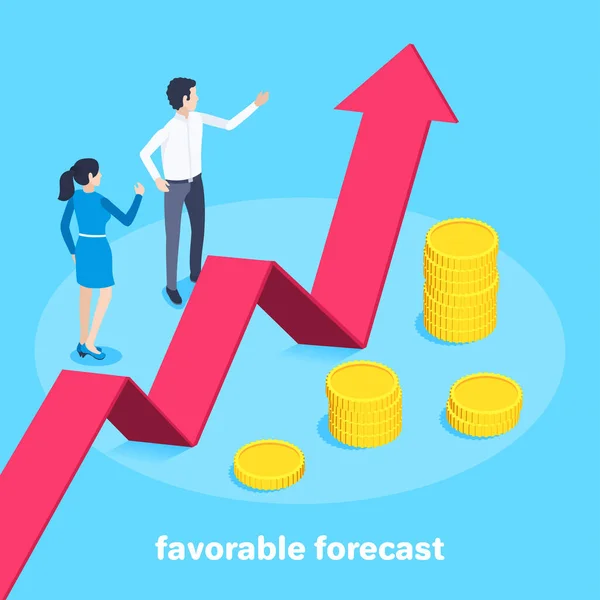 Izometrikus Vektorkép Kék Alapon Egy Férfi Egy Egy Üzleti Öltönyben — Stock Vector