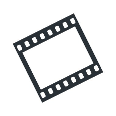 Beyaz arkaplan, siyah video veya film çerçeve simgesi üzerindeki düz vektör resmi