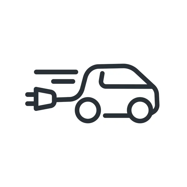 Linear Image White Background Electric Car Icon — Stock Vector