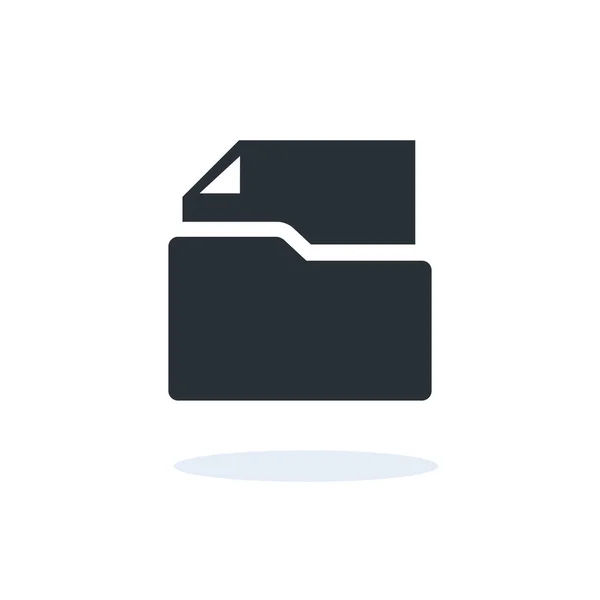 Flaches Vektorbild Auf Weißem Hintergrund Ordnersymbol Mit Einem Dokument Schwarz — Stockvektor