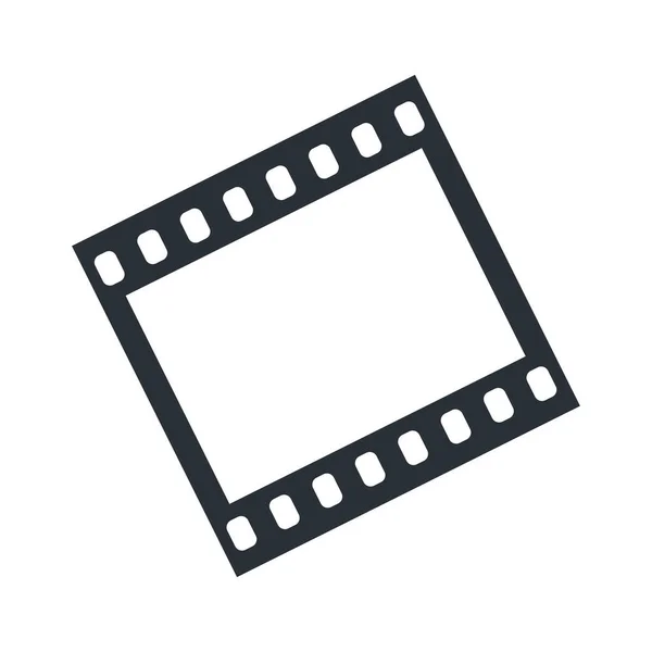 白色背景 黑色视频或电影帧图标上的平面矢量图像 — 图库矢量图片
