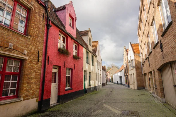 Architecture of bicked street of Brugge town in Begium — Stock Photo, Image